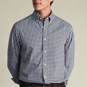 JEREMY ARGYLE Men's Navy and White Gingham Button-Down Shirt